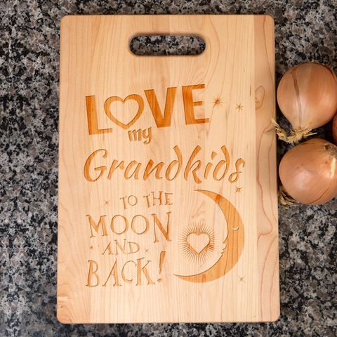 Image of Love My Grandkids To the Moon and Back Personalized Maple Cutting Board
