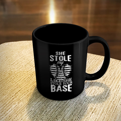 Image of Ceramic Coffee Mug Black She Stole My Heart She Stole Your Base
