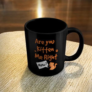 Ceramic Coffee Mug Black Are You Kitten Me Right