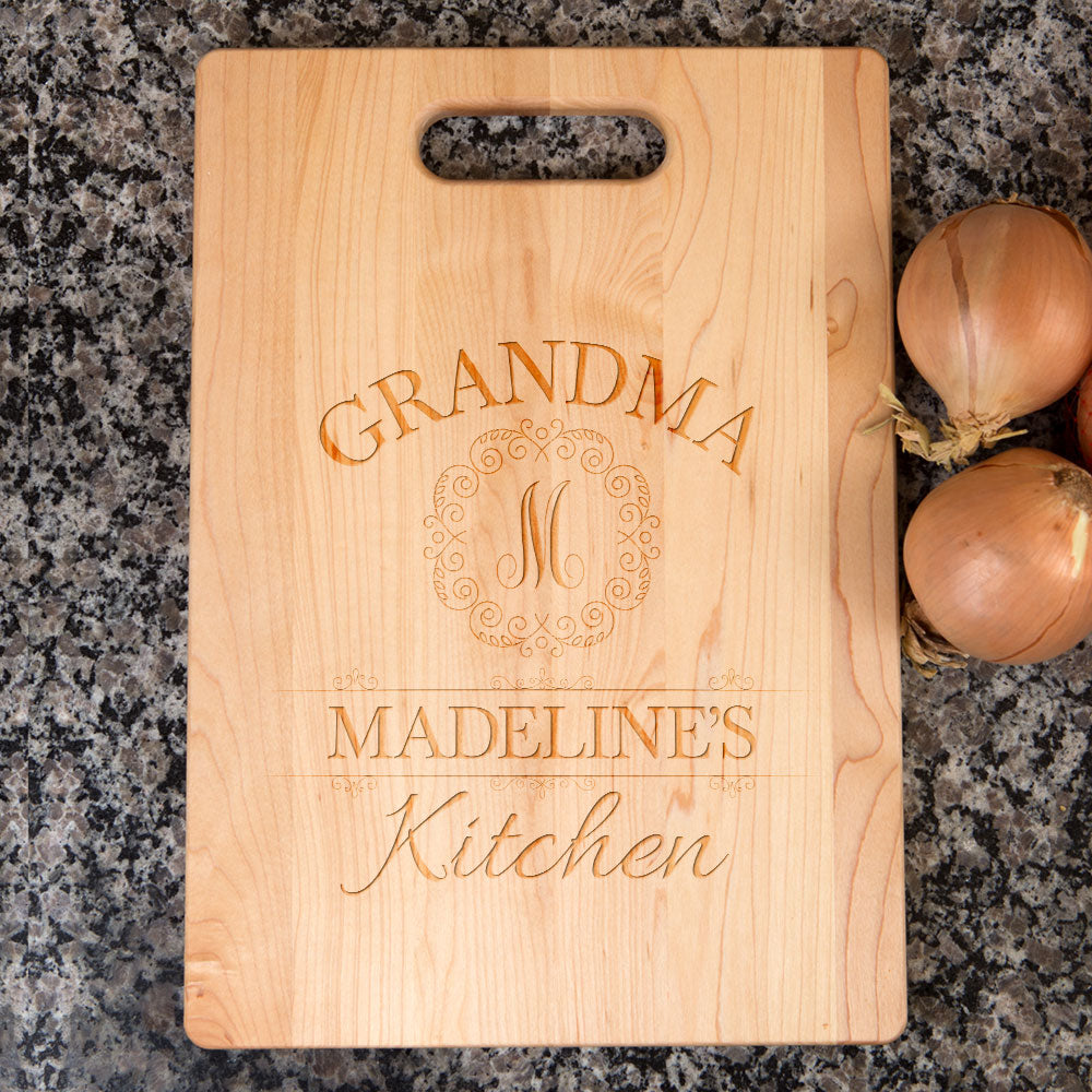 Grandma's Kitchen Monogram Personalized Maple Cutting Board
