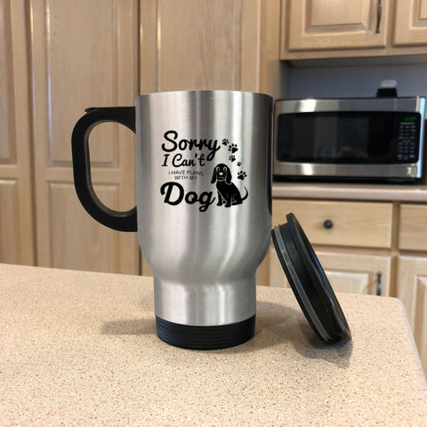 Image of Metal Coffee and Tea Travel Mug I Have Plans With My Dog