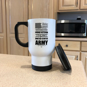 Metal Coffee and Tea Travel Mug Proud Veteran of the United States