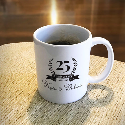 Anniversary Laurel Personalized Ceramic Coffee Mug