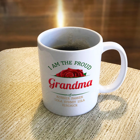 Image of Roses Proud Grandma Personalized Ceramic Coffee Mug