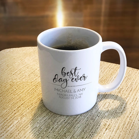 Image of Personalized Ceramic Coffee Mug Best Day Ever