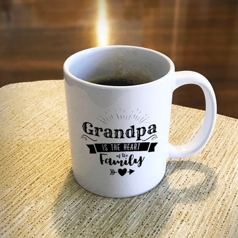Image of Personalized Ceramic Coffee Mug Grandpa Is The Heart Of The Family