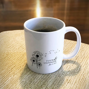Personalized Ceramic Coffee Mug Dandelion Love Couple