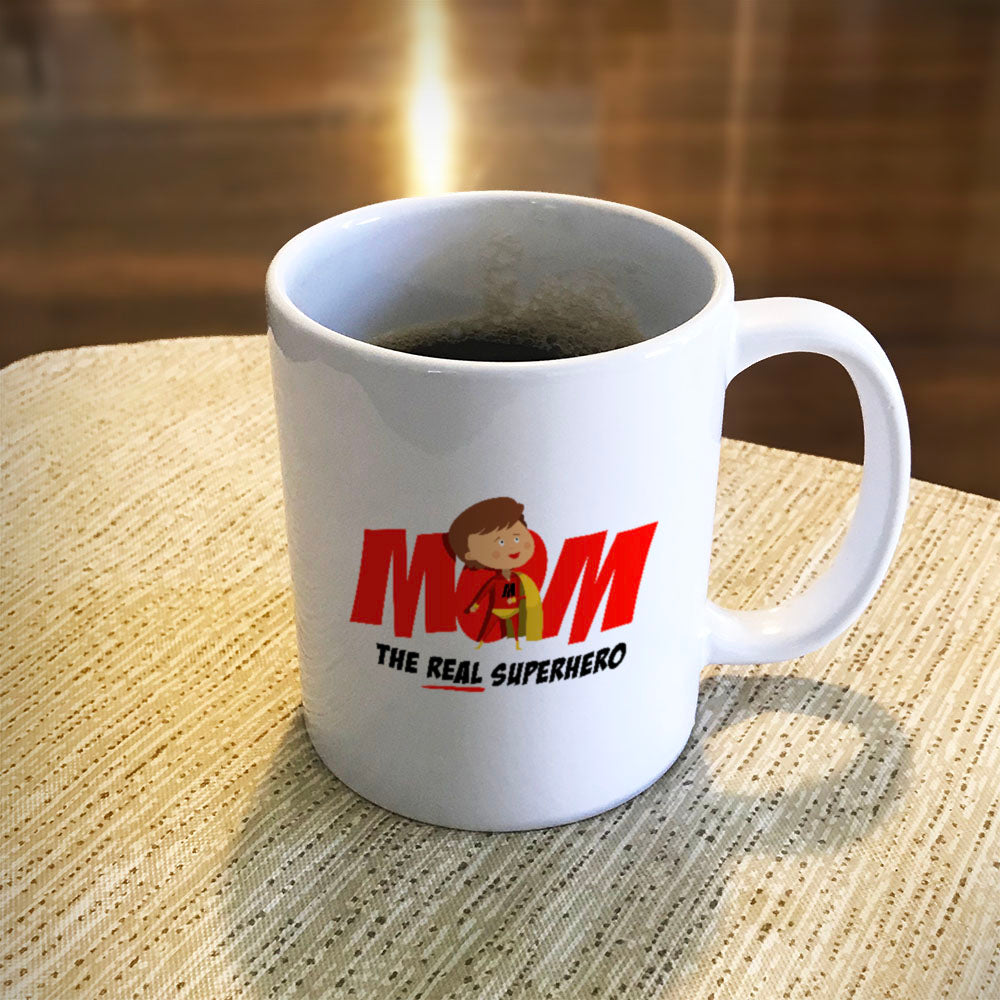 Mom The Real Superhero Ceramic Coffee Mug