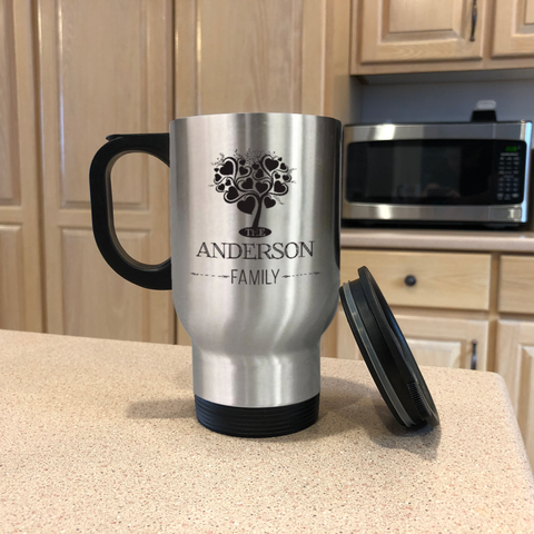 Image of Family Tree Personalized  Metal Coffee and Tea Travel Mug