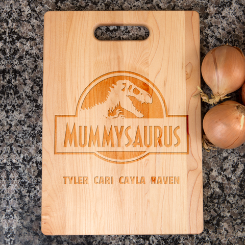 Image of Mummysaurus Personalized Maple Cutting Board