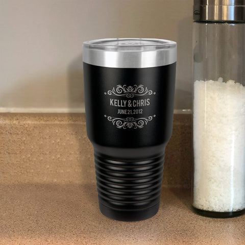 Image of Personalized Stainless Steel Tumbler Couple Est