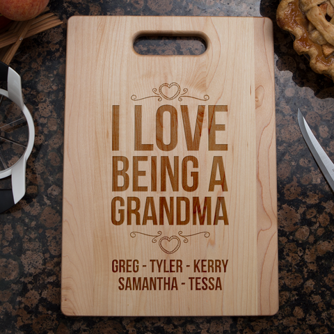 Image of I Love Being A Grandma Personalized Cutting Board