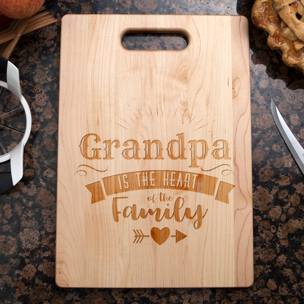 Grandpa Is The Heart Of The Family Personalized Maple Cutting Board