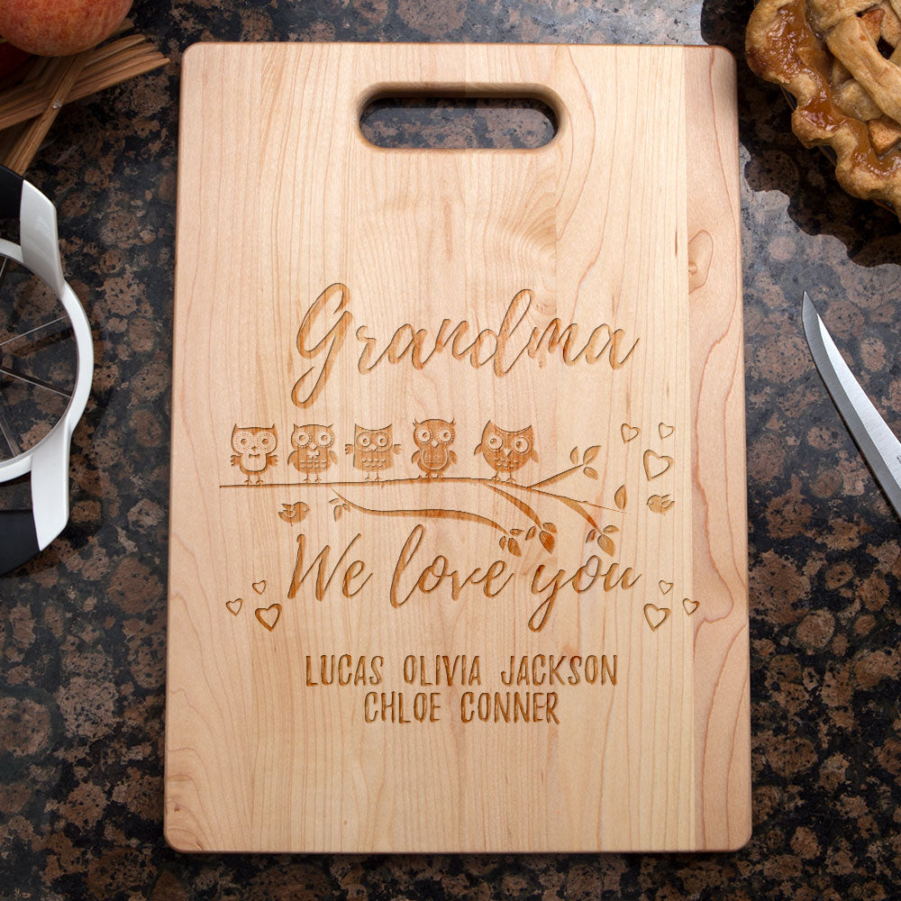 Owl Love Personalized Maple Cutting Board