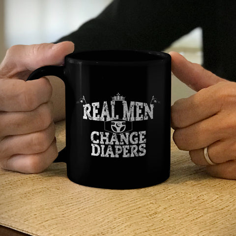 Image of Ceramic Coffee Mug Black Real Men Chang Diapers