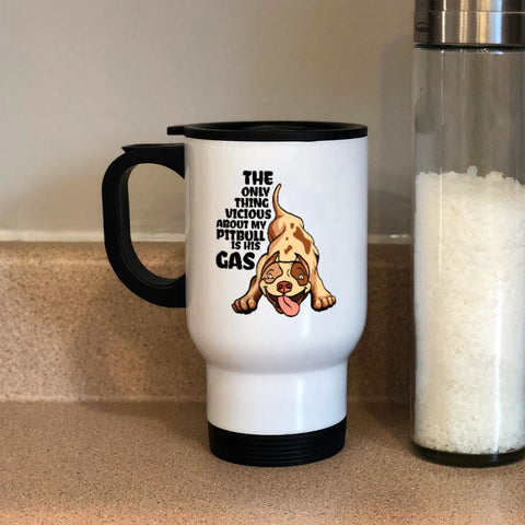 Image of Metal Coffee and Tea Travel Mug Pitbull is his Gas