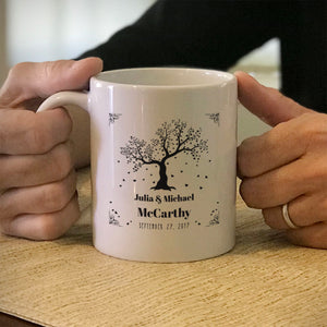 Personalized Ceramic Coffee Mug Hearts Tree