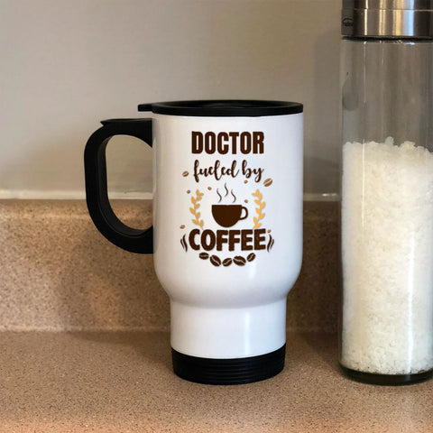 Image of Personalized Metal Coffee and Tea Travel Mug Fueled by Coffee