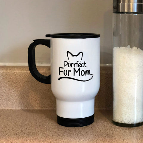 Image of Metal Coffee and Tea Travel Mug Purrfect Fur Mom