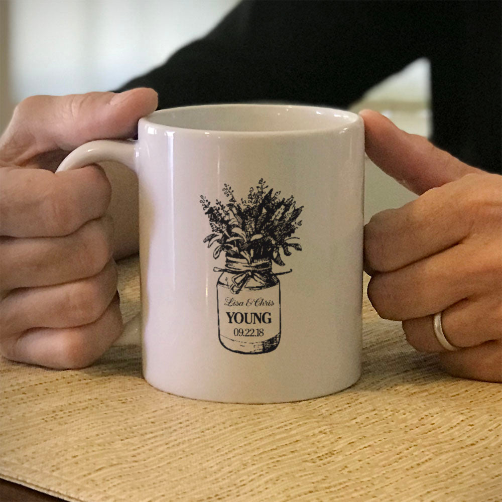 Personalized Ceramic Coffee Mug Mason Jar