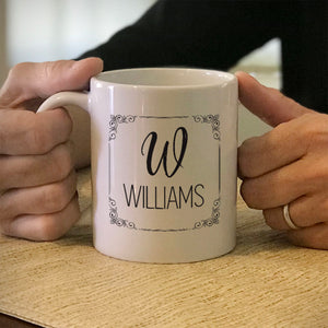 Personalized Ceramic Coffee Mug Framed Surname