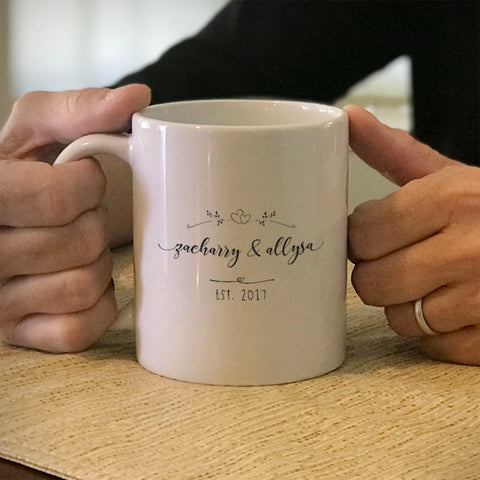 Image of Married First Names Personalized Ceramic Coffee Mug