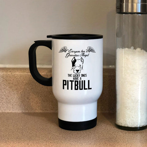 Image of Metal Coffee and Tea Travel Mug The Lucky Ones Have a Pitbull