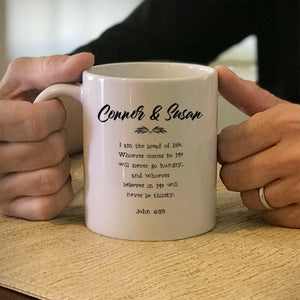 Personalized Ceramic Coffee Mug John 6:35 Couple