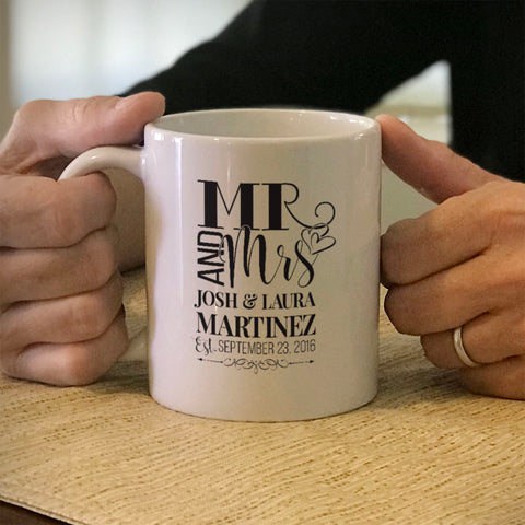 Image of Personalized Ceramic Coffee Mug Mr. And Mrs Couple