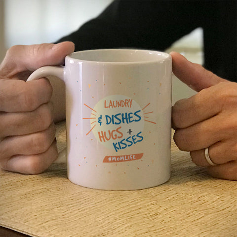 Image of Ceramic Coffee Mug Laundry & Dishes Hugs + Kisses