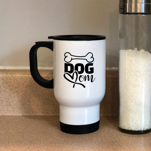 Image of Metal Coffee and Tea Travel Mug Dog Mom Bone