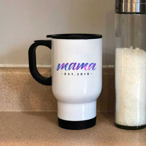 Image of Mama Est Personalized Metal Coffee and Tea Travel Mug