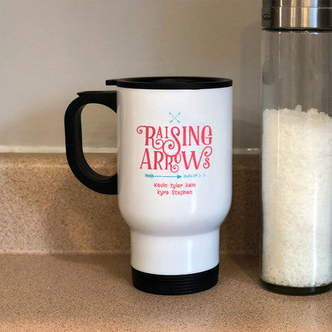 Image of Raising Arrows Personalized Metal Coffee and Tea Travel Mug