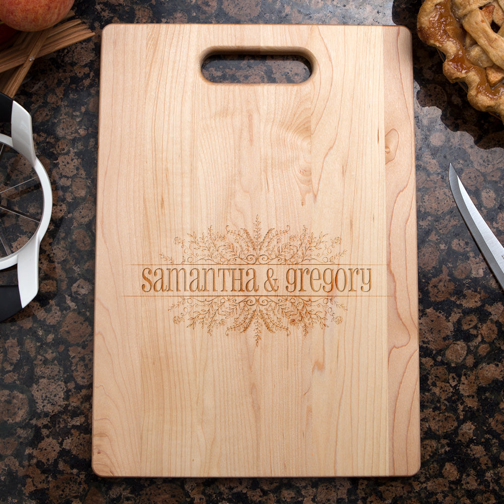 Couple Flora Personalized Maple Cutting Board