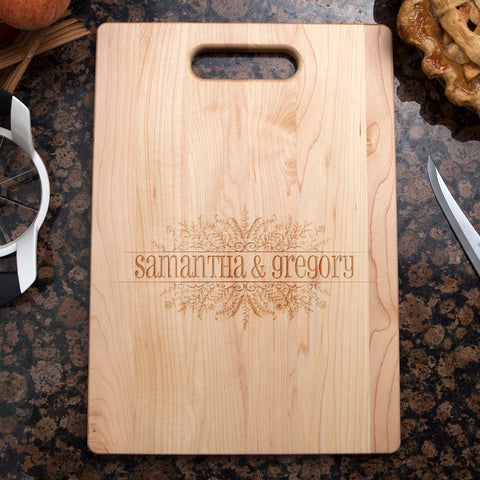Image of Couple Flora Personalized Maple Cutting Board