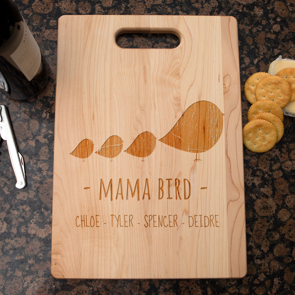 Mama Bird Personalized Maple Cutting Board