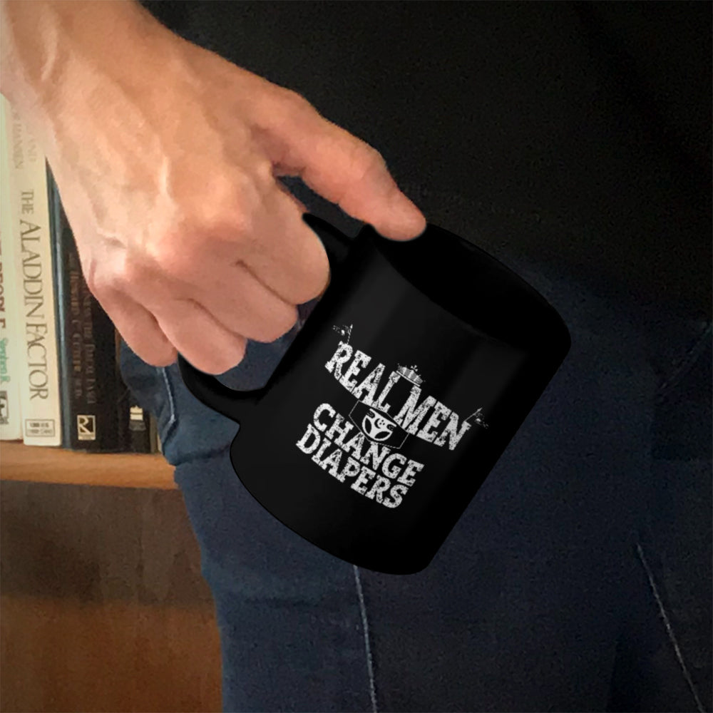 Ceramic Coffee Mug Black Real Men Chang Diapers