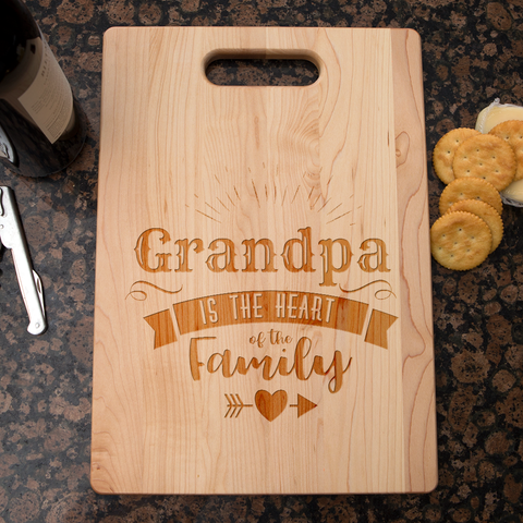 Image of Grandpa Is The Heart Of The Family Personalized Maple Cutting Board