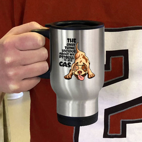 Image of Metal Coffee and Tea Travel Mug Pitbull is his Gas