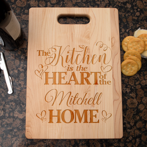Image of Kitchen Is the Heart of the Home Personalized Maple Cutting Board