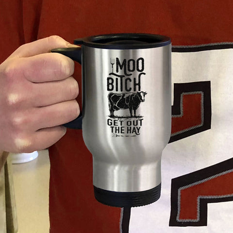 Image of Metal Coffee and Tea Travel Mug Moo Bitch