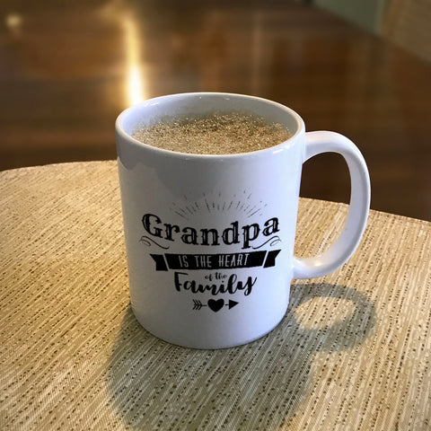 Image of Personalized Ceramic Coffee Mug Grandpa Is The Heart Of The Family