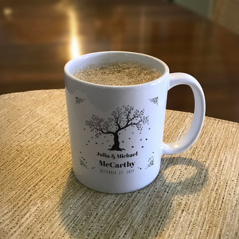Image of Personalized Ceramic Coffee Mug Hearts Tree
