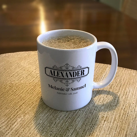 Image of Personalized Ceramic Coffee Mug Surname Reversed