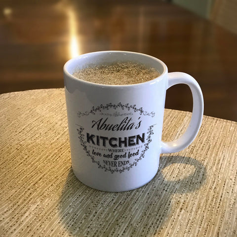 Image of Kitchen Where Love and Good Food Never Ends Personalized Ceramic Coffee Mug