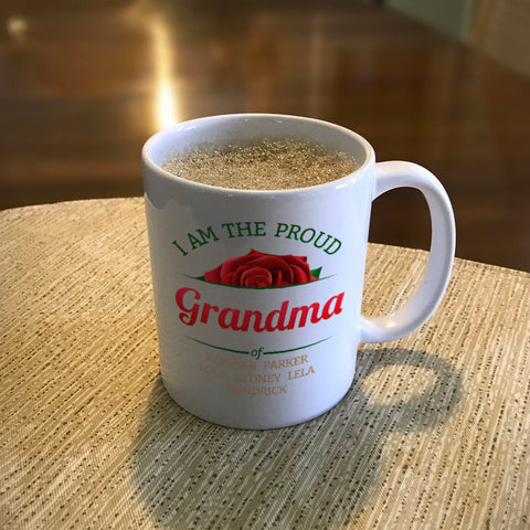 Image of Roses Proud Grandma Personalized Ceramic Coffee Mug