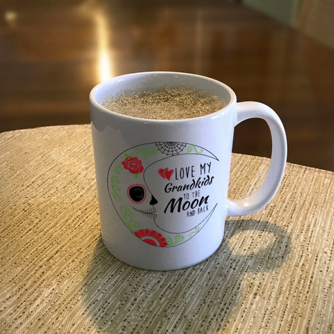 Image of Personalized Ceramic Coffee Mug Love My Grandkids Sugar Skull