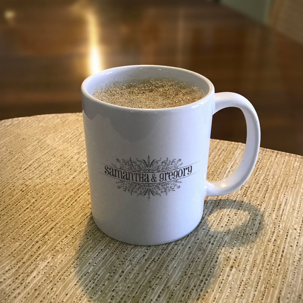 Personalized Ceramic Coffee Mug Newlywed Flora