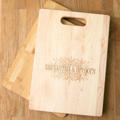 Image of Couple Flora Personalized Maple Cutting Board