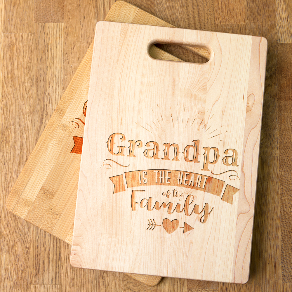 Grandpa Is The Heart Of The Family Personalized Maple Cutting Board